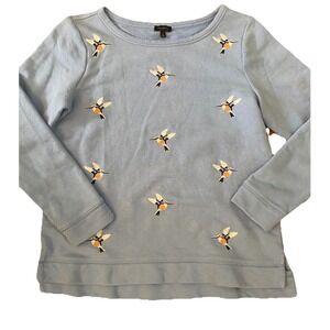 Talbots Blue Hummingbird Embroidered Sz S Sweatshirt Coastal Boho Cottagecore